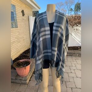 SIIZU Causebox Women's Sustainable Open Front Ruana Shawl Poncho Wrap Scarf